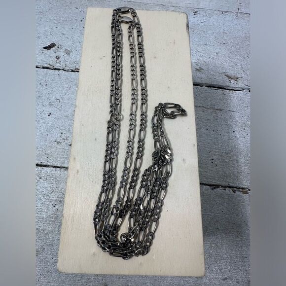 Vintage Bundle Of 2 Sterling Figaro Chains - Picture 1 of 7